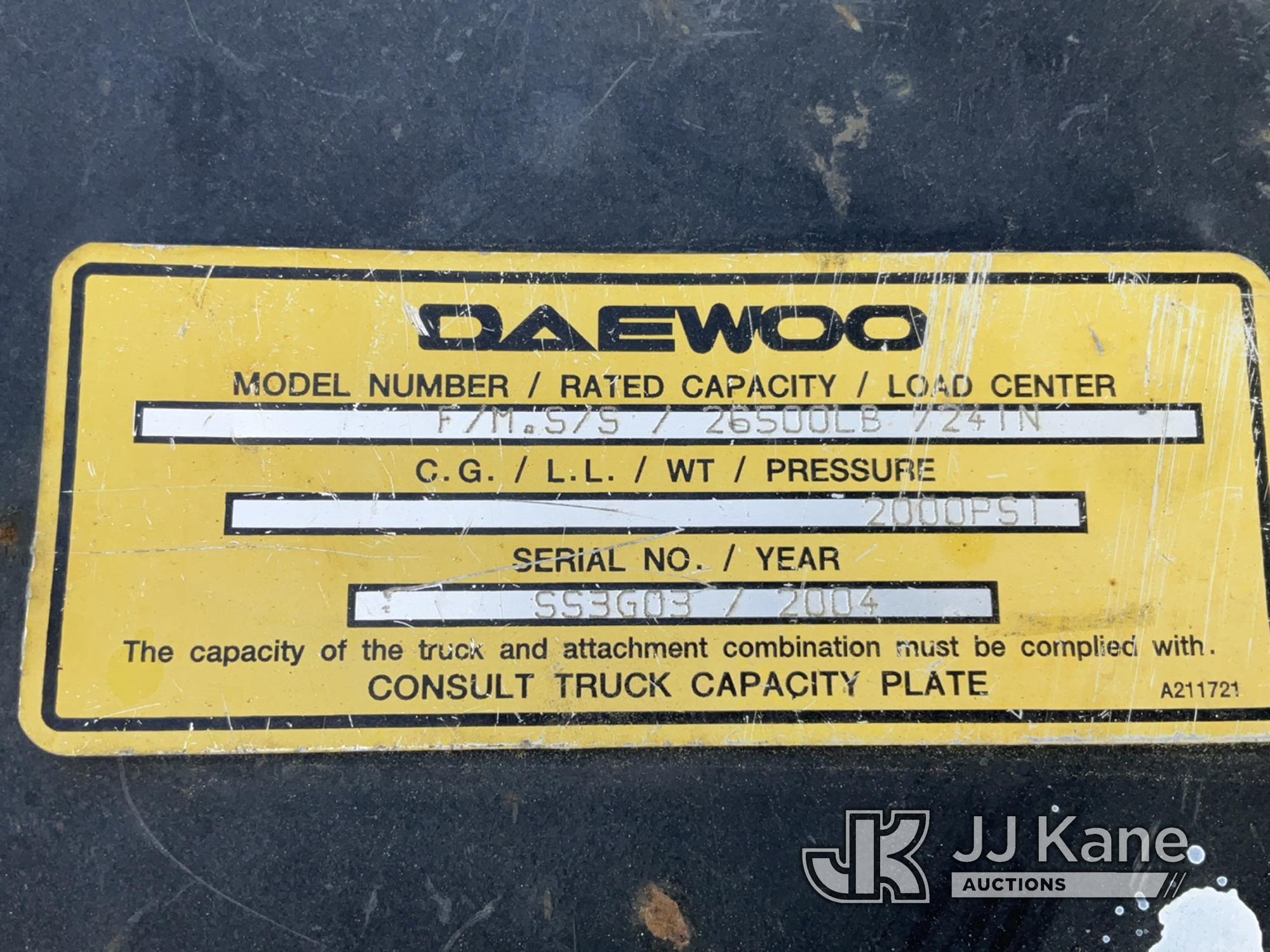 (Plymouth Meeting, PA) 2004 Daewoo D120 Solid Tired Forklift Runs Moves & Operates, Bad Fuel Shut Of