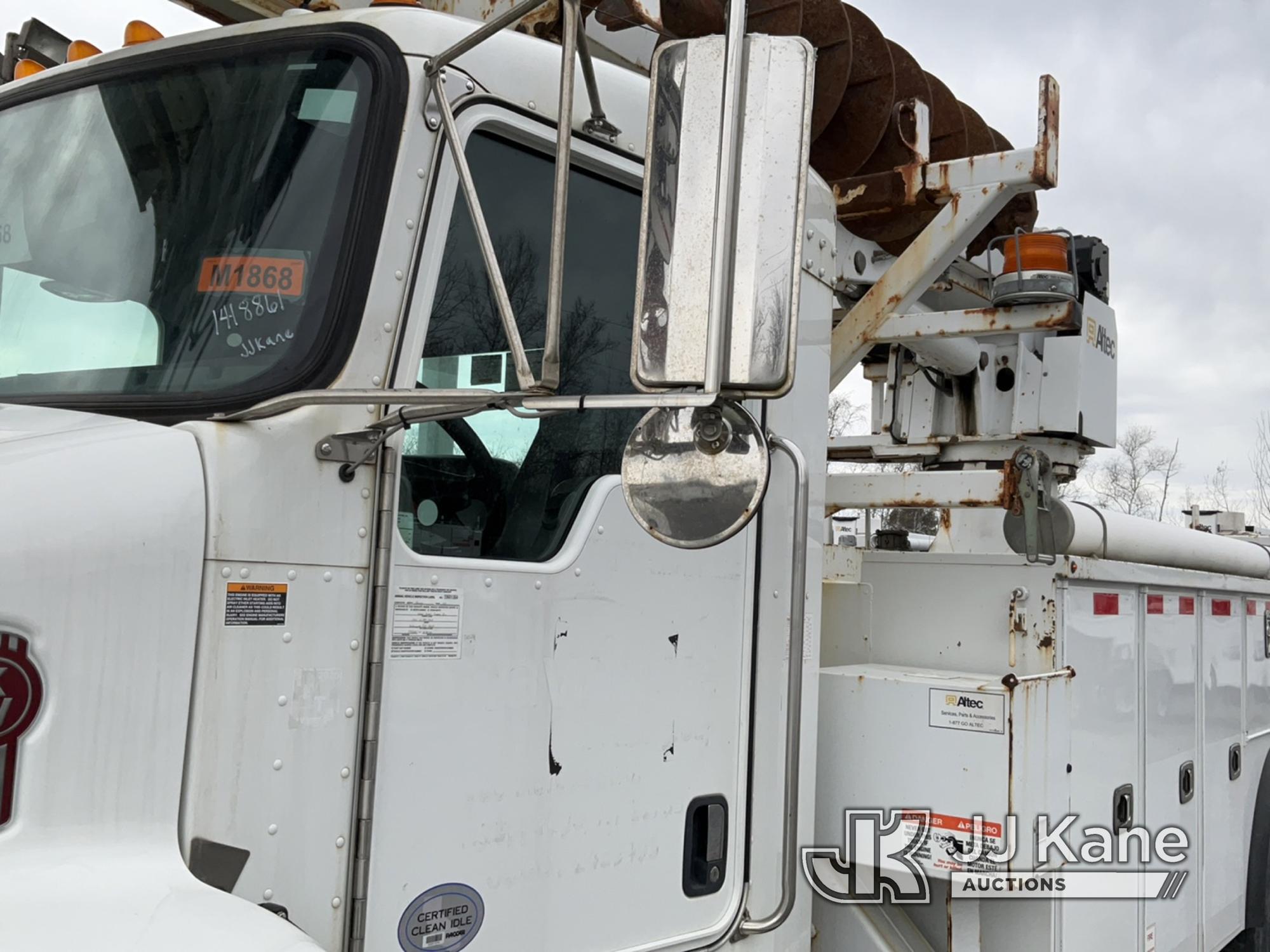 (Plains, PA) Altec DC47-TR, Digger Derrick rear mounted on 2016 Kenworth T370 Utility Truck Runs, Mo