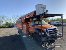 (Ashland, OH) Altec LR760E70, Over-Center Elevator Bucket Truck mounted behind cab on 2012 Ford F750