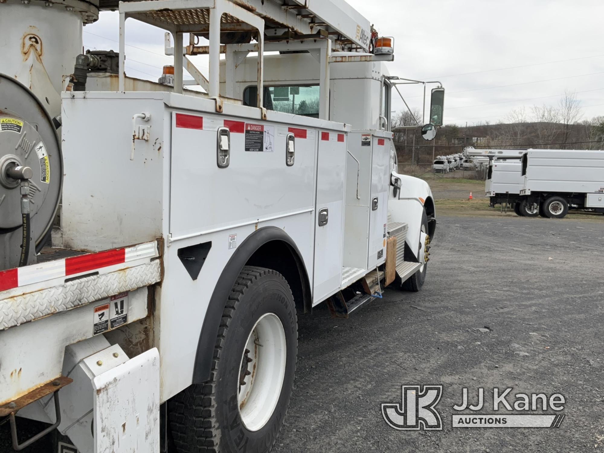 (Plains, PA) Altec DC47-TR, Digger Derrick rear mounted on 2016 Kenworth T370 Utility Truck Runs, Mo