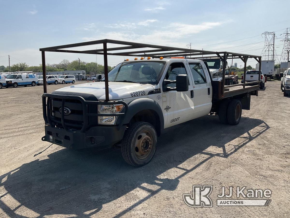 (Plymouth Meeting, PA) 2012 Ford F450 4x4 Crew-Cab Flatbed Truck Runs & Moves,Body & Rust Damage, Se