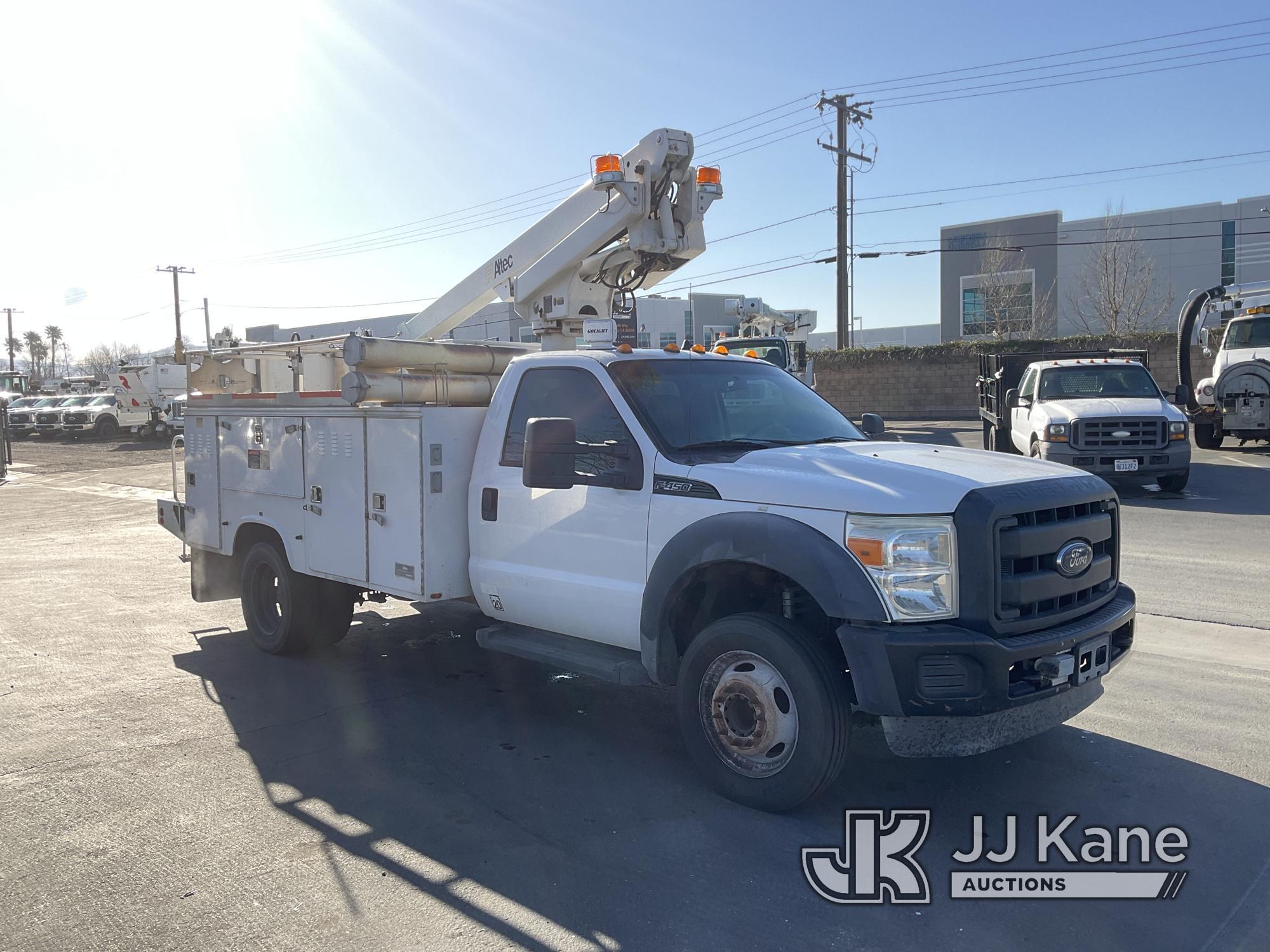 (Jurupa Valley, CA) Altec AT200A, , 2012 Ford F450 Service Truck Runs & Moves, Missing Generator and