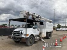 (Charlotte, MI) Altec LRV55, Bucket Truck mounted behind cab on 2011 Ford F750 Chipper Dump Truck Ru