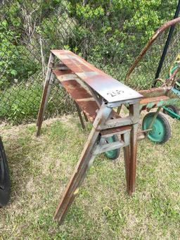 (2) METAL SAW HORSES AND ACETYLENE CART