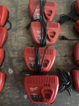 (4) MILWAUKEE M 12 CHARGERS; UNUSED