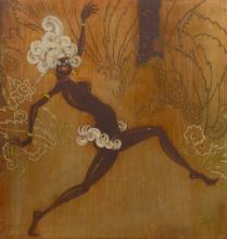 Stark Davis (American, 1885-1950) 'Hot Cha Girl' Painted Engraving