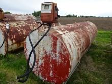 1000 GALLON FUEL TANK ON SKIDS W/ GASBOY 115V. PUMP