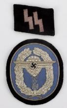 WWII GERMAN SS COLLAR TAB & BALLOON PILOT PATCH