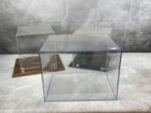 (2) Full Size Basketball & (1) Full Size Helmet Display Cases