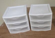 Pair of Small 3-Drawer Plastic Storage