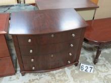 Dark Wood Curved Front Vert. File Cabinet & Key, 36"x24"x30"