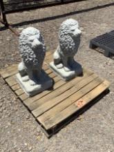 (2) LION STATUES