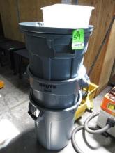 MOP BUCKET W/MOP & (3) TRASH CANS