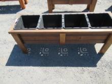 18'' X 60'' X 22'' 4-POT CEDAR PLANTER BOX (UNUSED)