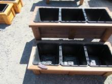 18'' X 46'' X 12'' 3-POT CEDAR PLANTER BOX & 18'' X 46'' X 24'' 3-POT CEDAR PLANTER BOX (UNUSED)