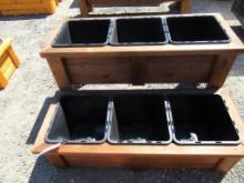 18'' X 46'' X 12'' 3-POT CEDAR PLANTER BOX & 18'' X 46'' X 24'' 3-POT CEDAR PLANTER BOX (UNUSED)