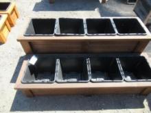 18'' X 60'' X 12'' 4-POT CEDAR PLANTER BOX & 18'' X 60'' X 22'' 4-POT CEDAR PLANTER BOX (UNUSED)