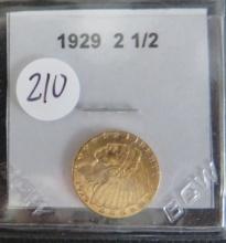 1929- 2.5 Gold Dollar