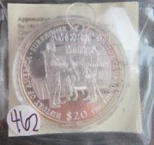 2001- Republic of Liberia Silver 20 Dollars