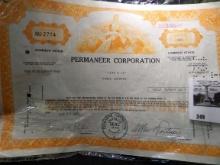 Number NU2774 Stock Certificate for 300 Shares The Permaneer Corporation Common Stock. Aug. 27, 1971
