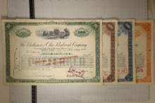 4 VINTAGE STOCK CERTIFICATES BALTIMORE AND OHIO