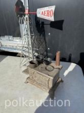 TIN WINDMILL & SALESMAN SAMPLE CAST IRON STOVE