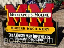 MINNEAPOLIS MOLINE MACHINERY SIGN SINGLE SIDED METAL ORIGINAL (59"X42")