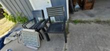 5 Black Metal Patio Chairs & 1 Folding lawn chair
