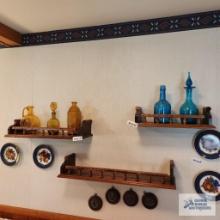 Three wooden wall shelves