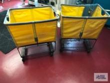 (2) YELLOW LAUNDRY CARTS