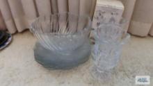 Crystal footed vases and salad set