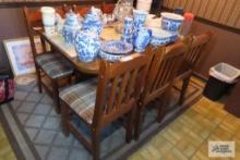 Vintage trestle table with six chairs