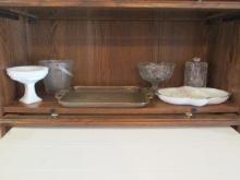 Midcentury Hostess Glassware-Ice Bucket, Serving/Snack Tray, Divided Dish,