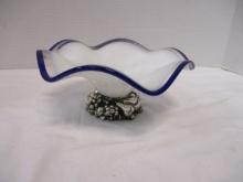 Art Glass Bowl with Silver Fruit Base