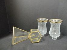 2 Crackle Glass Globes & 2 Trinket Boxes