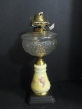 Reverse Painted Oil Lamp on Black Base