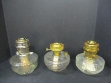 3 Clear Oil Lamp Bases