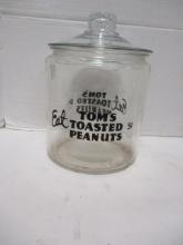 Vintage Tom's Toasted Peanuts Glass Jar with Lid