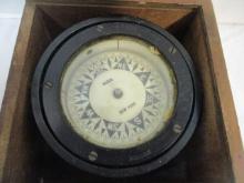 Antique E.S, Ritchie & Sons, Boston Nautical Compass in Wood Box