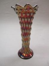 Vintage Fenton Amethyst Carnival Glass Swung Vase 9"