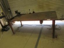 Lot Of 4' x 8' Steel Work Table W/Vise