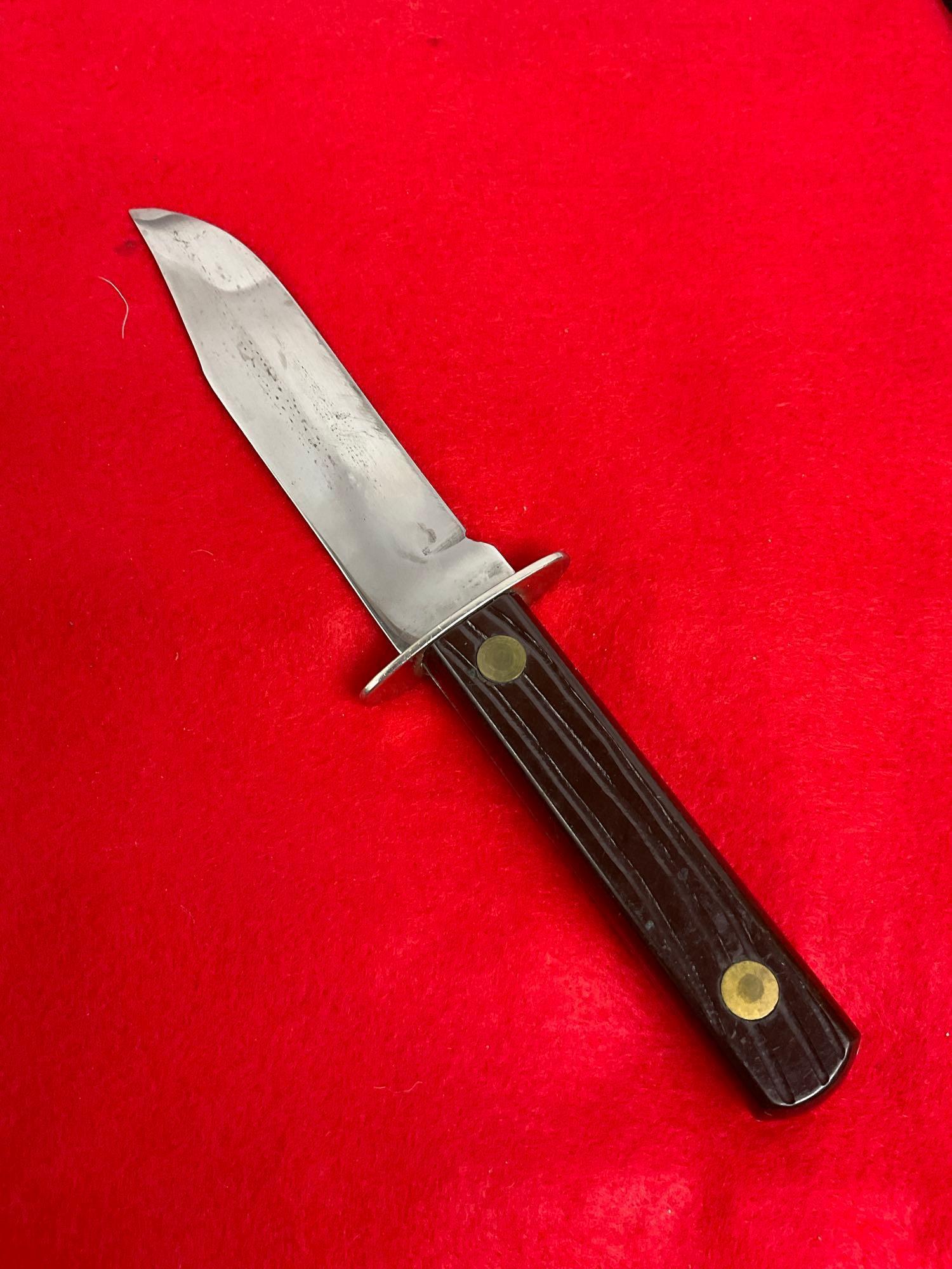 Outdoor Sportsman USA Carbon Steel Fixed Blade Knife w/ Leather Sheath & a 5" Blade - See pics