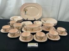 Rare Peach Blo by Limoges marked Ideal IMI33, handpainted China Service for 6, approx 42 pieces