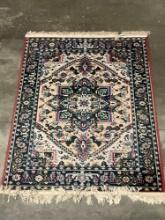 Beautiful Oriental Rug, Multicolor pattern w/ Deep Dark Blue Border, 69 x 47 inches