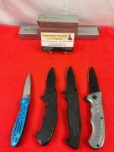 4 pcs Super Knife Steel Folding Blade Pocket Knives Assortment. 1x NRA Logo. NIB. See pics.