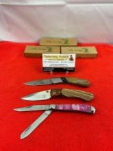 3 pcs Elk Ridge 440 Stainless Steel Folding Blade Pocket Knives Models ER-72D, ER-301. NIB. See