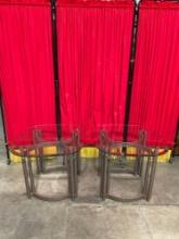 Pair of Modern Glass Topped Metal End Tables. Measures 26" x 21" See pics.