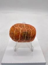 Stunning clay tone reddish Nephrite jade turtle shell carapace pendant in fine cond