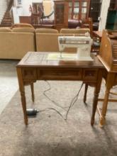 Gorgeous Singer Sewing Machine in Mid Century Cabinet w/ a brutalist design