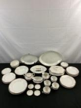 47 pcs Vintage Pope Gosser China Dishware White Porcelain w/ Gold Painted Design. See pics.